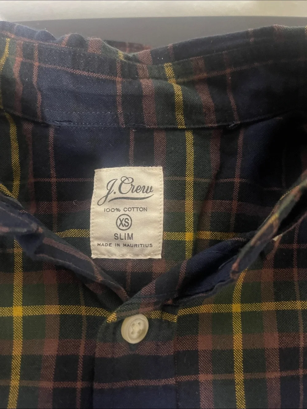 J. Crew Slim Button-Down Plaid Shirt in Navy, Green & Brown
